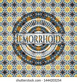 Hemorrhoids arabesque style emblem. arabic decoration.