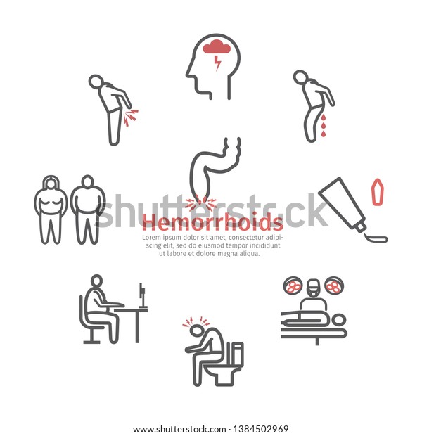 Hemorrhoids Banner Line Icon Infographics Vector Stock Vector (Royalty ...