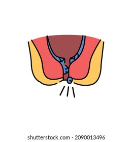 Hemorrhoids color line icon. Human diseases. Pictogram for web page, mobile app, promo.