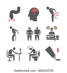 Hemorrhoids Icon Infographics. Vector Signs For Web Graphics.