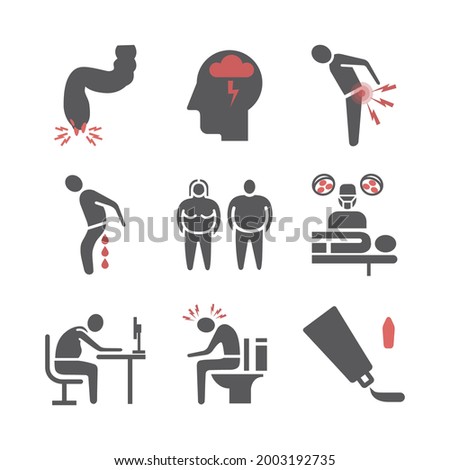 Hemorrhoids icon Infographics. Vector signs for web graphics.