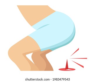 Hemorrhoids, medical concept, the problem of going to the toilet.