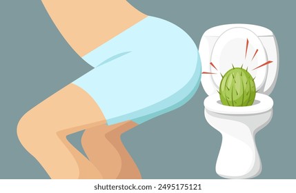 Hemorroides, concepto médico, el problema de ir al baño.