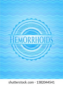 Hemorrhoids sky blue water style badge.