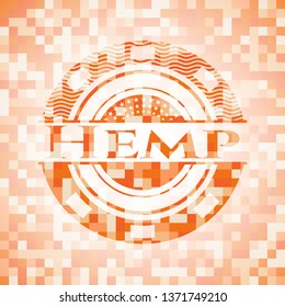 Hemp abstract orange mosaic emblem