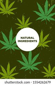 hemp background with text natural ingredients print vector illustration design