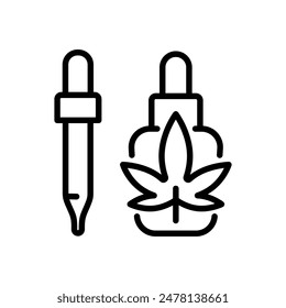 Hemp cannabinoid extract vector icon. Cannabis oil bottle with dropper outline vector icon. CBD simple sign for mobile concept and web design. Symbol, logo illustration. Vector graphics