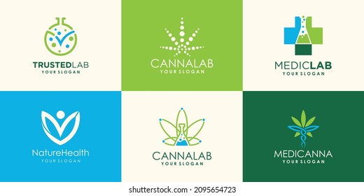 hemp, cannabis logo design vector for lab and medical business