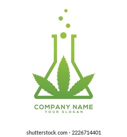 el cáñamo, el vector de diseño del logo de cannabis para el laboratorio y el negocio médico