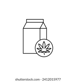 ícono de la leche de cannabis de cáñamo vectorial leche de planta vegana icono