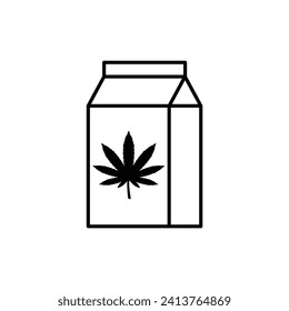 ícono de la leche de cannabis de cáñamo vectorial leche de planta vegana icono