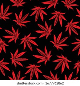Hemp, cannabis sin fisuras. Patrón transparente de alta calidad para impresión. Ilustración vectorial.