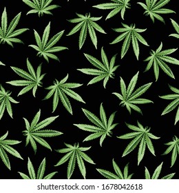 Hemp, cannabis sin fisuras. Patrón transparente de alta calidad para impresión. Ilustración vectorial.