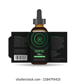 Hemp or CBD oil bottle label design or packaging design