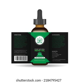 Hemp or CBD oil bottle label design or packaging design