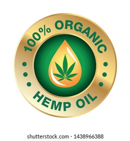 Hemp CBD Oil Icon 100% Pure, Organic, Natural - Vector 