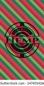 Hemp christmas style emblem. Vector Illustration. Detailed.