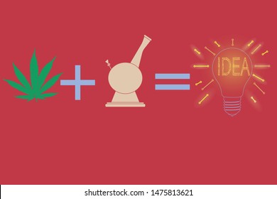 Hemp energy light bulb versus. cannabis, marijuana, marijuana, hemp, weeds in a light bulb symbol of renewable energy. the emergence of ideas when using hemp
