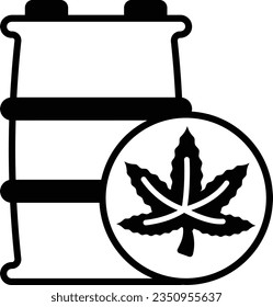 Hemp ethanol methanol barrel vector icon design, Cannabis and marijuana symbol, thc and cbd sign, recreational herbal drug stock illustration, Hemp biodiesel concept