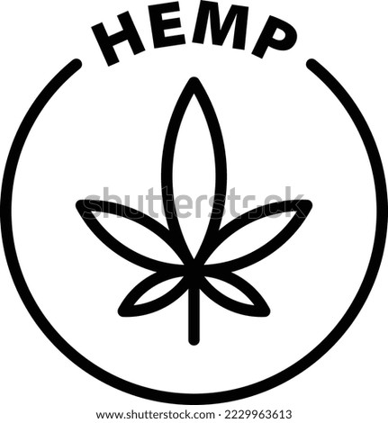 Hemp fabric icon. Isolated vector black outline stamp label rounded badge product tag on transparent background. Symbol.