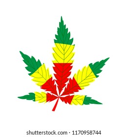 hemp flag rasta on a  white  background