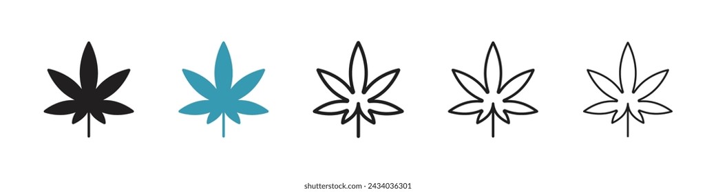 Hemp Foliage Vector Icon Set. Cannabidiol Representation vector symbol for UI design.