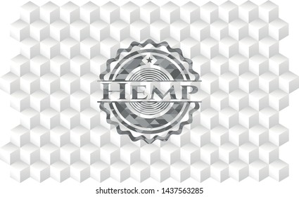 Hemp grey emblem with geometric cube white background