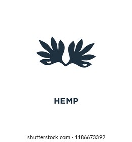 Hemp icon. Black filled vector illustration. Hemp symbol on white background. Can be used in web and mobile.