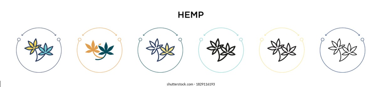 Hemp icon in filled, thin line, outline and stroke style. Vector illustration of two colored and black hemp vector icons designs can be used for mobile, ui, web