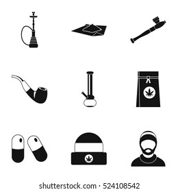 Hemp icons set. Simple illustration of 9 hemp vector icons for web