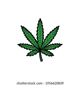 Hemp Leaf Doodle Icon, Vector Illustration