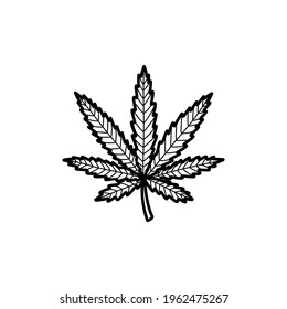 Hemp Leaf Doodle Icon, Vector Illustration