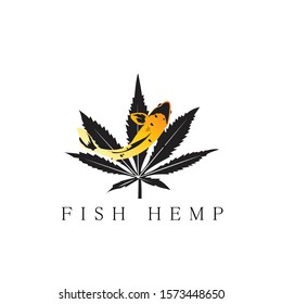 hemp leaf with fish design for your brand