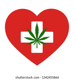 hemp leaf in heart