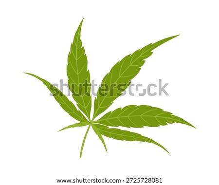 Hemp leaf isolated on white background. Vector cartoon flat illustration. 