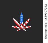Hemp leaf and USA flag logo mockup, creative cannabis emblem for t-shirt modern print