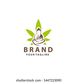 Hemp leaf yogi design- vector illustration