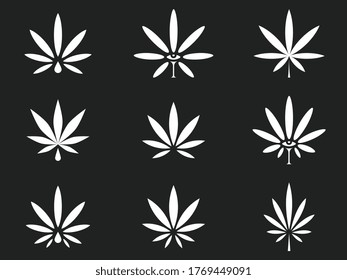 Hemp leafs vol.1 white on black vector design