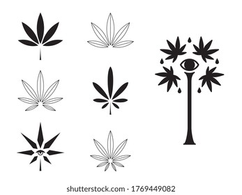 Hemp leafs vol.2 black on white vector design