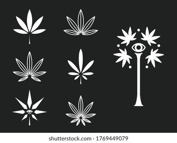 Folletos Hemp vol.2 blanco sobre el diseño de vectores negros