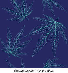 Hemp leaves seamless repetitive vector pattern