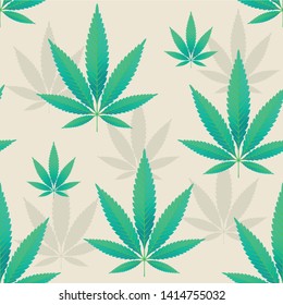 Hemp leaves seamless repetitive vector pattern