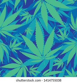 Hemp leaves seamless repetitive vector pattern