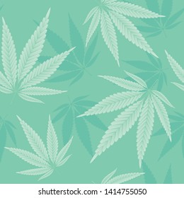 Hemp leaves seamless repetitive vector pattern