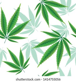 Hemp leaves seamless repetitive vector pattern