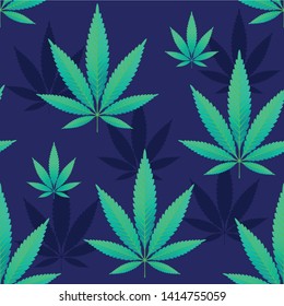 Hemp leaves seamless repetitive vector pattern