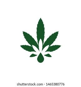 Hemp logo design with weed leaf shape and oil drop