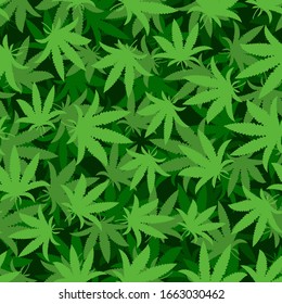 Hanf, Marihuana, Cannabis nahtloses Muster. Hochwertiges nahtloses Muster für den Druck. Vektorillustration Illustration.