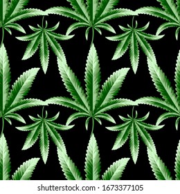 Hemp, marijuana, cannabis seamless pattern. High quality seamless pattern for printing. Vector Illustration.