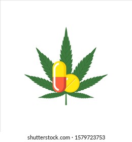 
Hemp. Medicine. Concept. Vector image on a white background.
